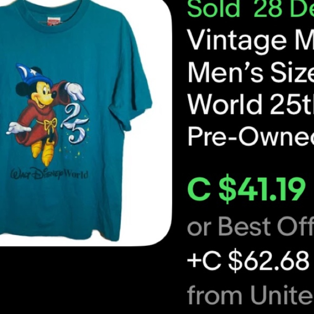 Vintage Mickey Mouse 25 Years T-Shirt / Walt Disney World / Large / 90s - Picture 6 of 7